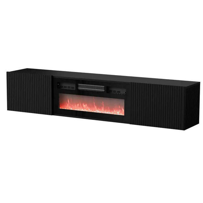 Cama RTV шкаф ROTA 183x35x37 черен мат + черна камина