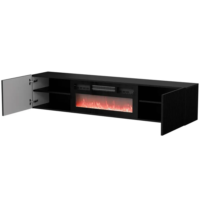 Cama RTV шкаф ROTA 183x35x37 черен мат + черна камина