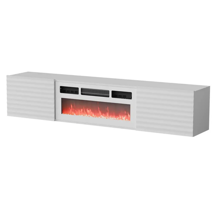 Cama RTV шкаф TULA 183x35x37 бял мат + бяла камина