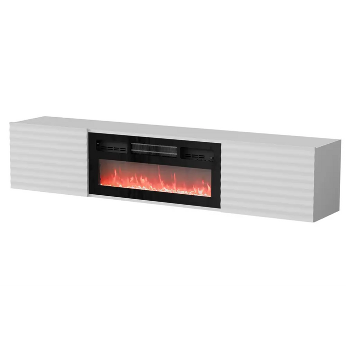 Cama RTV шкаф TULA 183x35x37 бял мат + черна камина