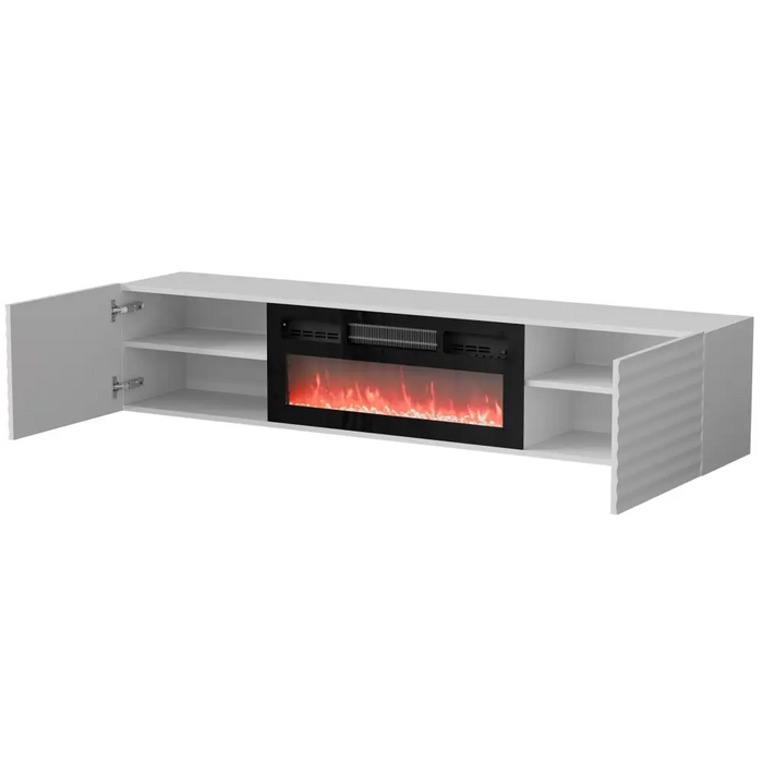 Cama RTV шкаф TULA 183x35x37 бял мат + черна камина