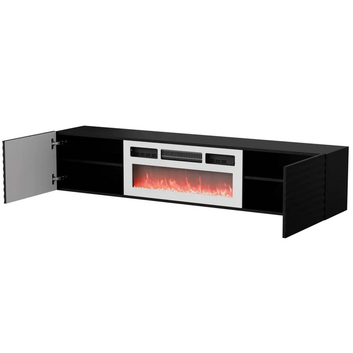 Cama RTV шкаф TULA 183x35x37 черен мат + бяла камина