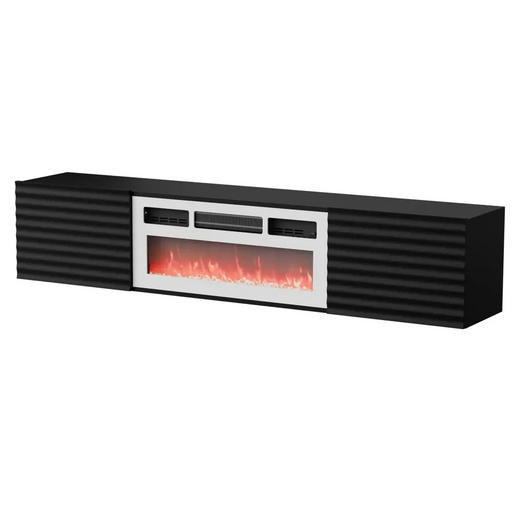Cama RTV шкаф TULA 183x35x37 черен мат + бяла камина