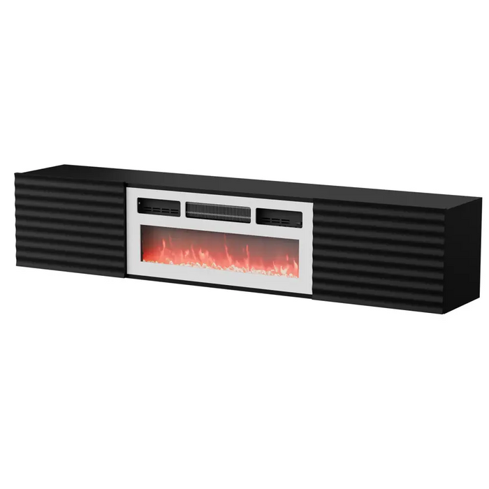 Cama RTV шкаф TULA 183x35x37 черен мат + бяла камина