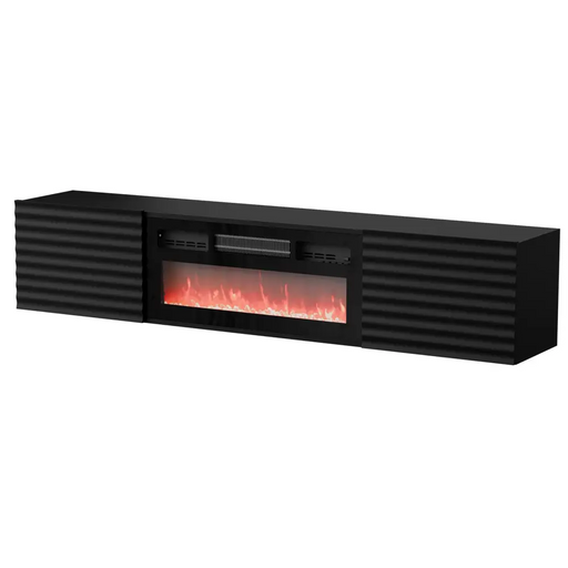 Cama RTV шкаф TULA 183x35x37 черен мат + черна камина