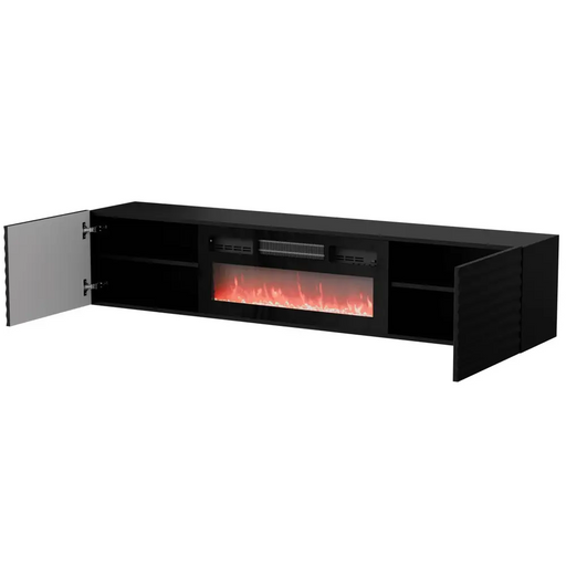 Cama RTV шкаф TULA 183x35x37 черен мат + черна камина