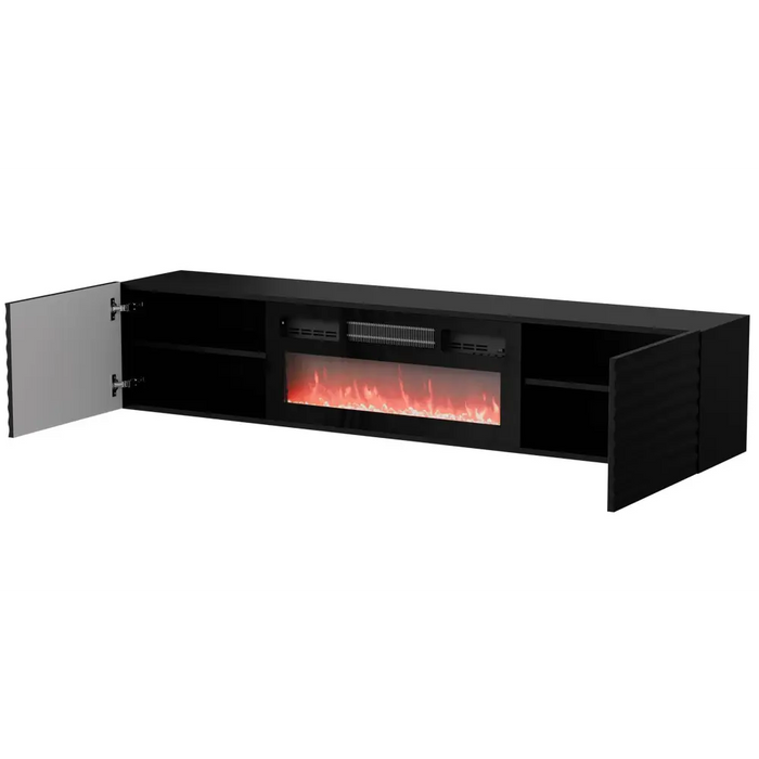 Cama RTV шкаф TULA 183x35x37 черен мат + черна камина