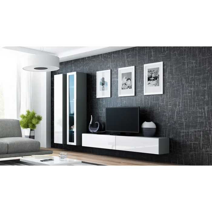 Cama Стъклен корпус VIGO ’180’ 180/40/30 сиво/бял гланц