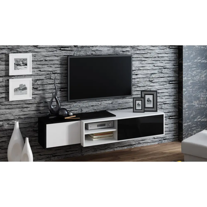Cama ТВ шкаф SIGMA1 180 бял/черен гланц