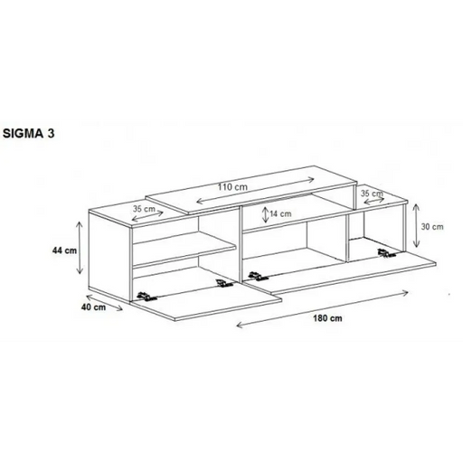 Cama ТВ шкаф SIGMA 3 180 бял/бял гланц + черен