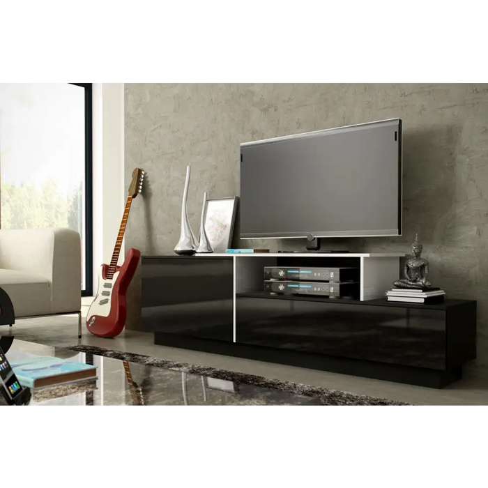 Cama ТВ шкаф SIGMA 3 180 черен/черен гланц + biały