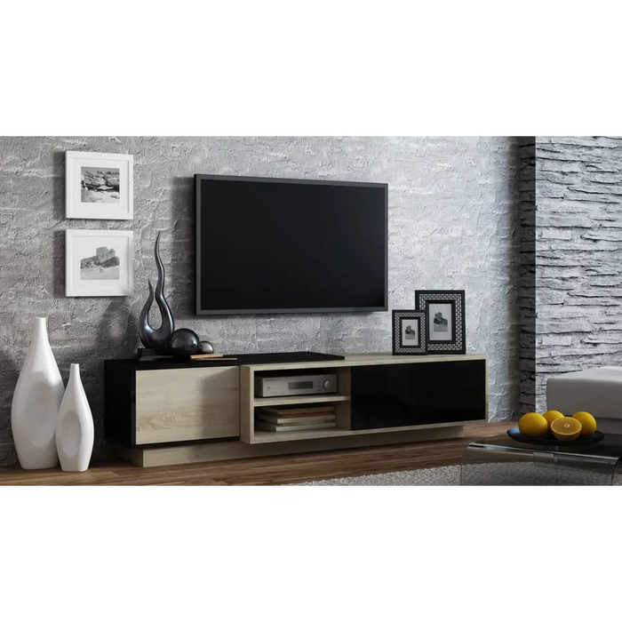 Cama ТВ шкаф SIGMA1 180 дъб сонома/черен гланц