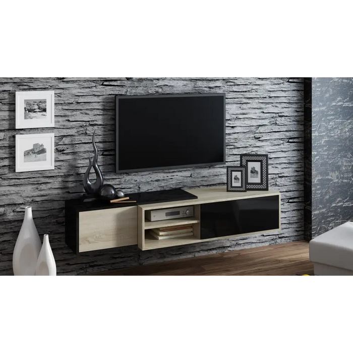 Cama ТВ шкаф SIGMA1 180 дъб сонома/черен гланц
