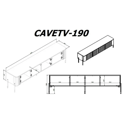 Cama VERA ТВ шкаф 190x40x50 кашмир мат