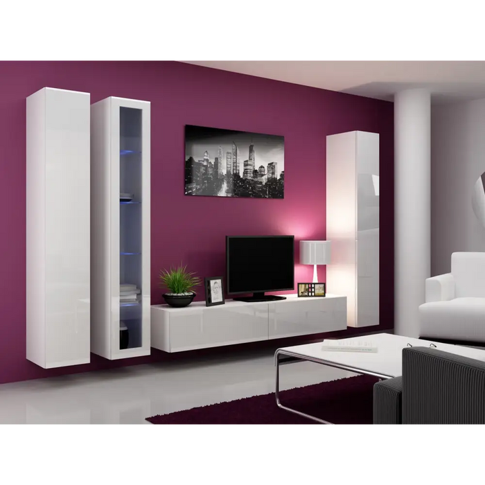 Cama Витрина VIGO ’180’ 180/40/30 бяло/бял гланц