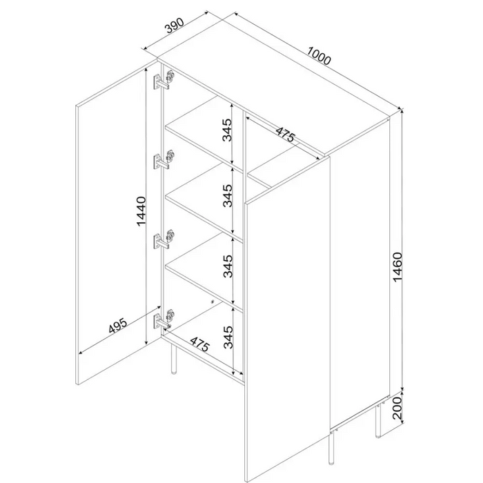 Cama Витрина PALAZZO BIS 100x39x166 черен мат