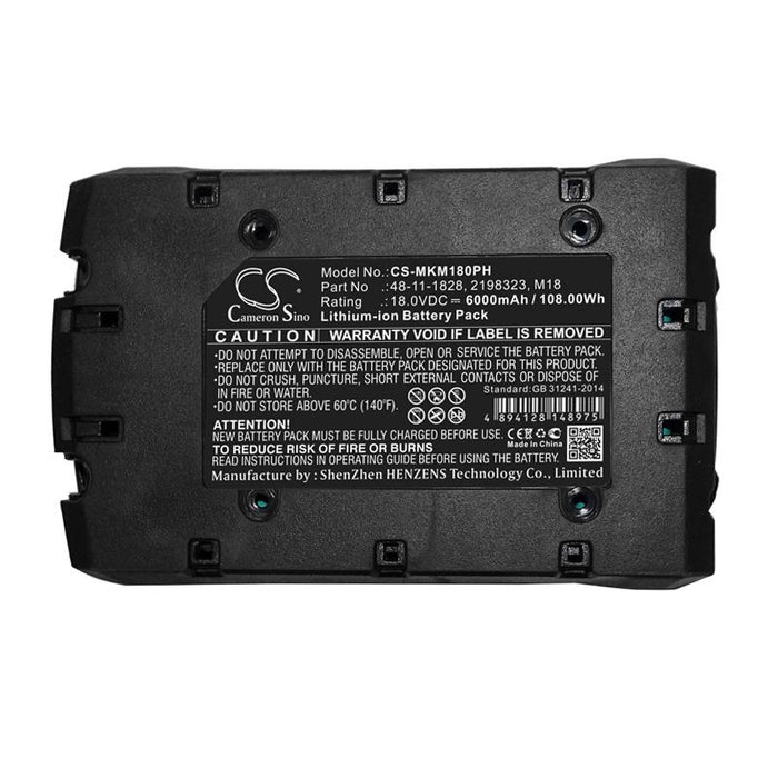 Батерия  за пробивна машина Milwaukee 0880-20 2601 2198323  LIIon 18V 6000mA Cameron Sino