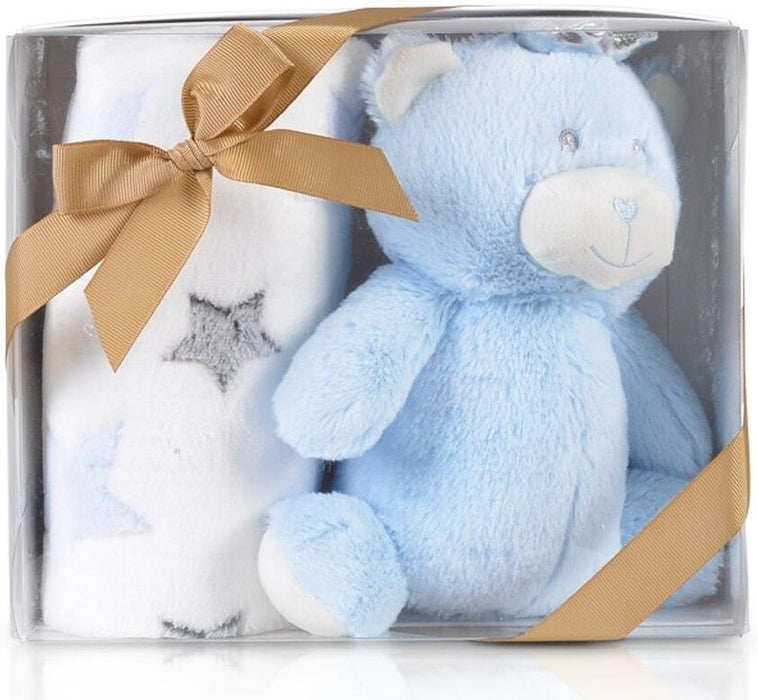 Одеяло с играчка Cangaroo - Blue Bear, 90 x 75 cm
