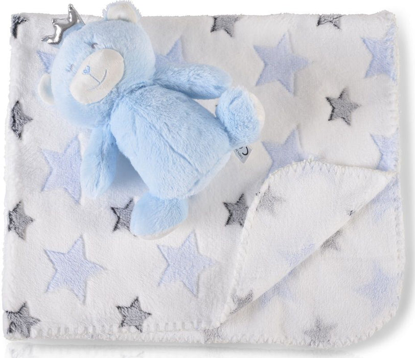 Одеяло с играчка Cangaroo - Blue Bear, 90 x 75 cm