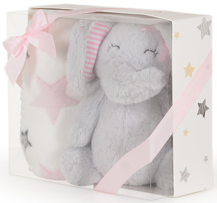 Одеяло с играчка Cangaroo - Elephant, pink, 90 x 75 cm