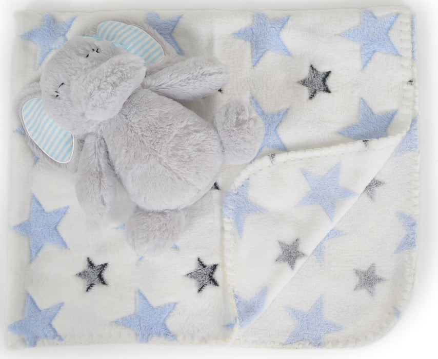 Одеяло с играчка Cangaroo - Elephant, blue, 90 x 75 cm, синьо