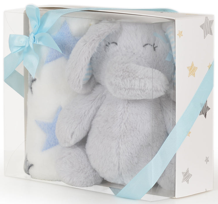 Одеяло с играчка Cangaroo - Elephant, blue, 90 x 75 cm, синьо