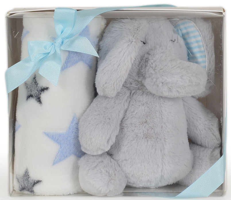 Одеяло с играчка Cangaroo - Elephant, blue, 90 x 75 cm, синьо
