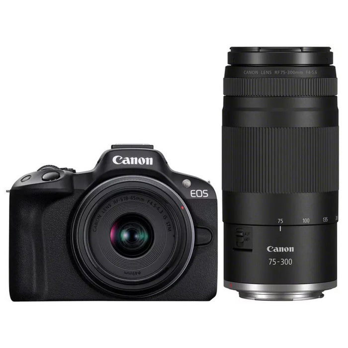 Безогледален фотоапарат CANON EOS R50 BK+RF-S18-45+RF75-300 MIRRORLESS