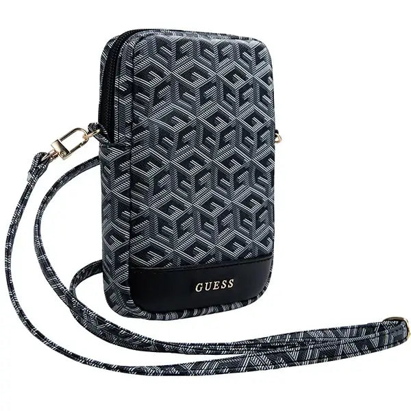 Чантичка за телефон Guess Zip GCube Bottom Stripe черна