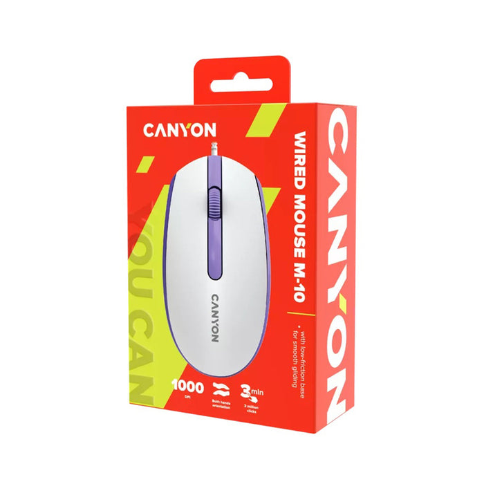 Мишка CANYON M-10 CNE-CMS10WL WHITE/PURPLE