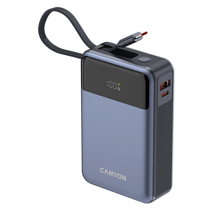 ВЪНШНА БАТЕРИЯ CANYON OnPower PB-600 20000 mAh CNS-CPB600DG Display, Вграден USB-C кабел