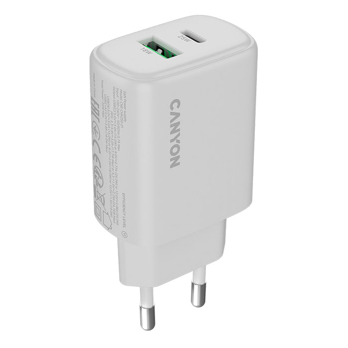 ЗАРЯДНО 220V CANYON 25W WH CNE-CHA250-21