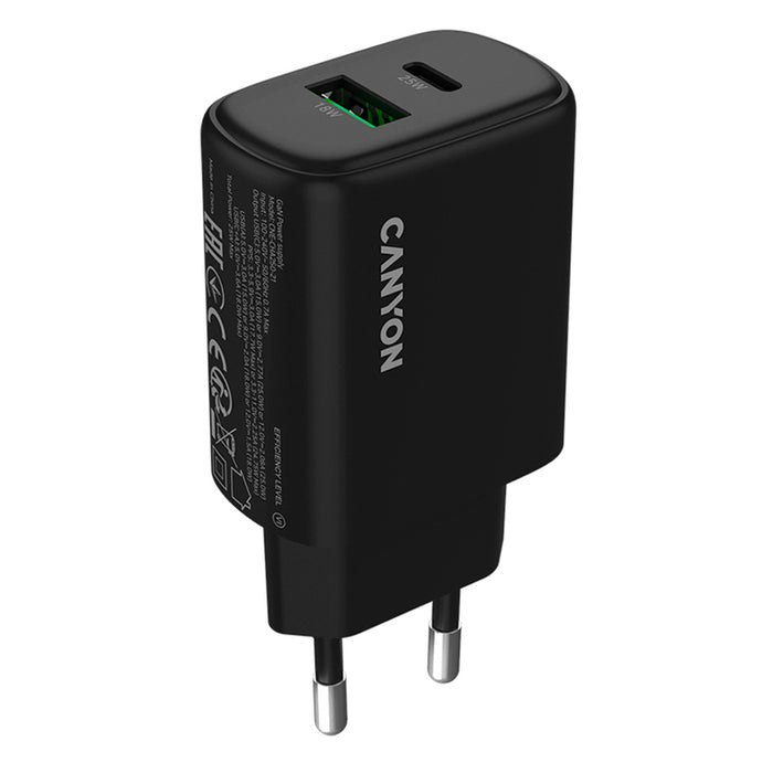 ЗАРЯДНО 220V CANYON 25W BK CNE-CHA250-31