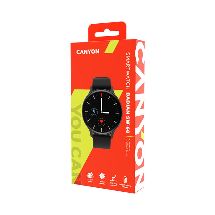 Смарт часовник CANYON BADIAN CNS-SW68BB 45 MM, ПУЛСОМЕР, SPO2