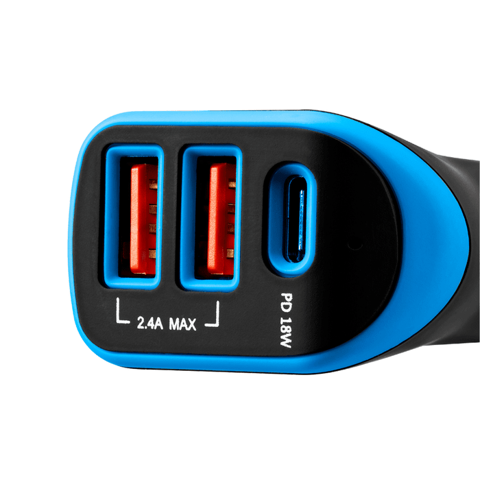 Зарядно устройство Canyon CNE-CCA08PU 2xUSB 12-24/5V 2.4A 1xUSB-C PD 18W