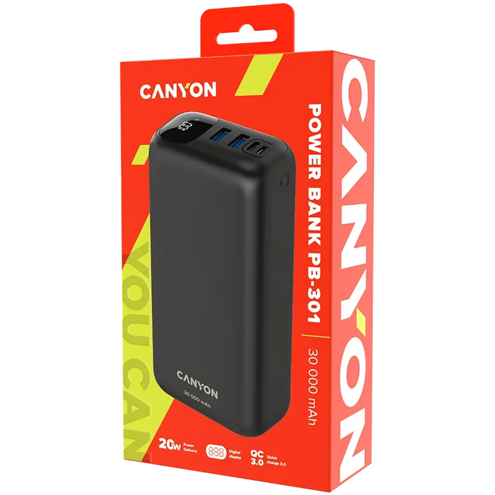 Външна батерия Canyon CNE-CPB301B Черна 30000 mAh