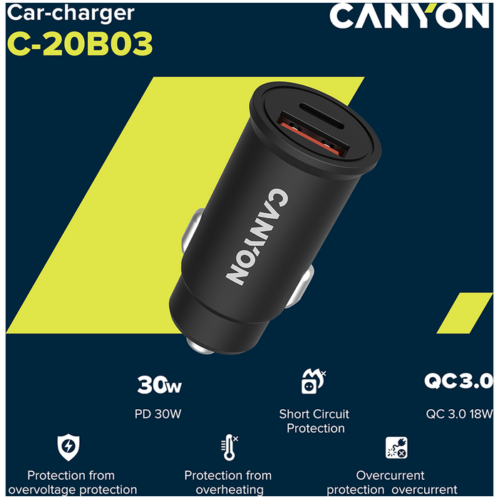 Зарядно за кола CANYON CNS-CCA20B03