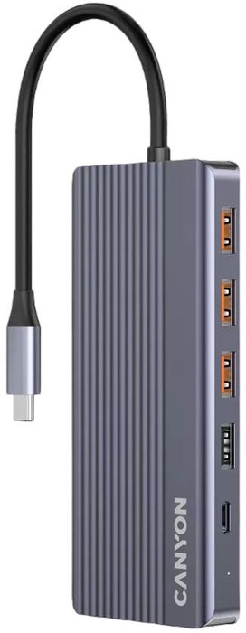 USB хъб Canyon - TDS16 Hub, 13 порта, USB-C, сив