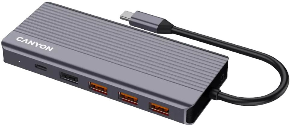 USB хъб Canyon - TDS16 Hub, 13 порта, USB-C, сив