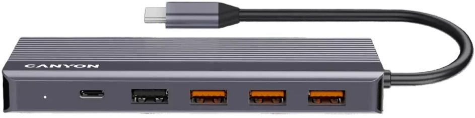 USB хъб Canyon - TDS16 Hub, 13 порта, USB-C, сив