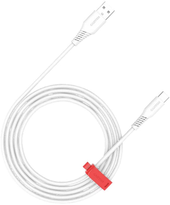 Кабел Canyon - AC18SC, USB-A/USB-C, 1.2 m, бял
