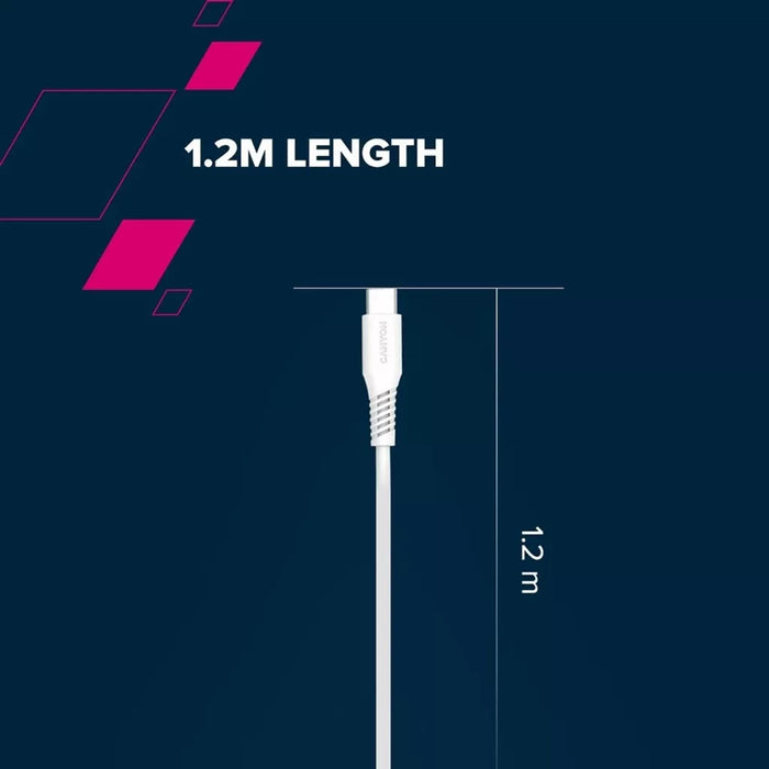 Кабел Canyon - AC18SC, USB-A/USB-C, 1.2 m, бял
