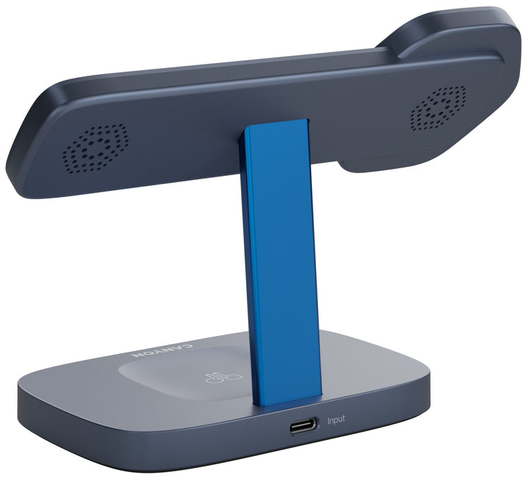 Безжично зарядно Canyon - Hexagon WCS-310 3-в-1, Dark Grey/Blue