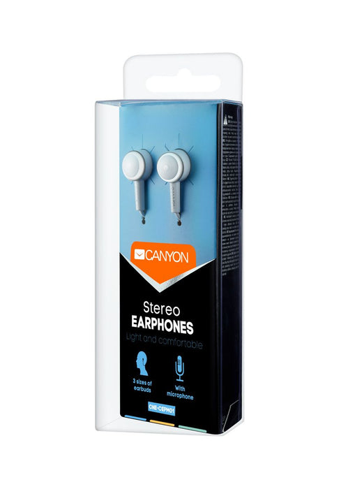 Слушалки с микрофон Canyon - CNE-CEPM01W, бели