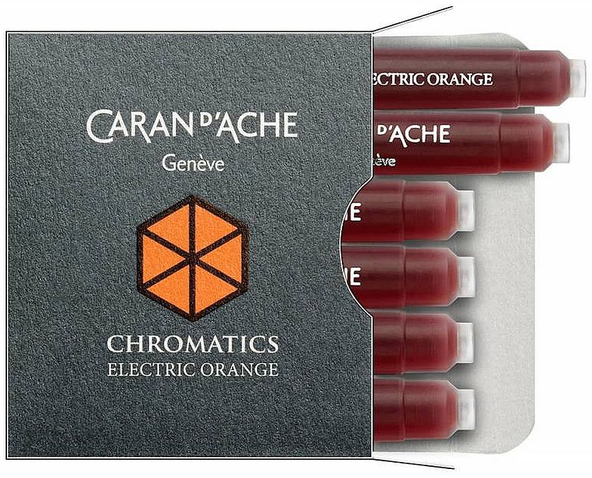 Комплект патрончета за писалка Caran d'Ache Chromatics - Electric Orange, 6 броя