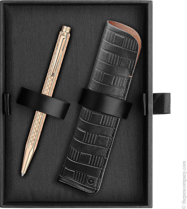 Комплект химикала Caran d'Ache Ecridor - Damier Rose Gold, с кожен калъф