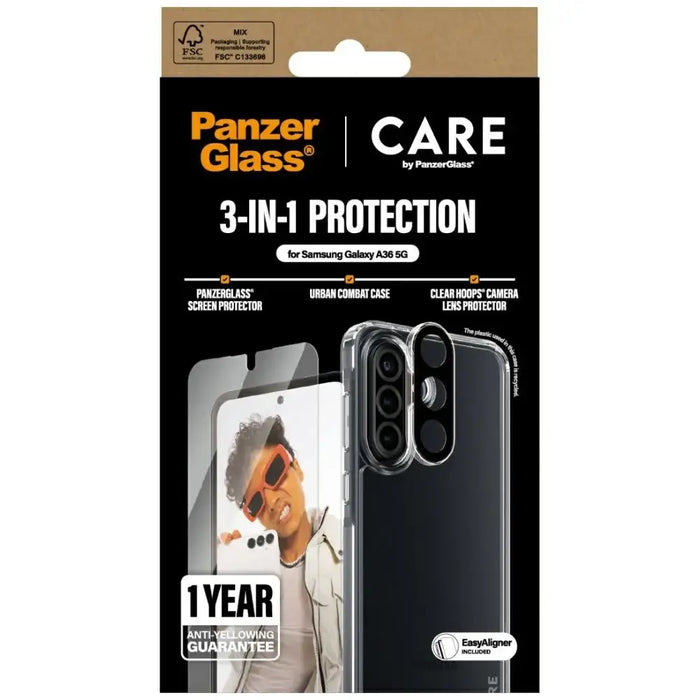 CARE by PanzerGlass Flagship 3in1 Case + стъкло + леща