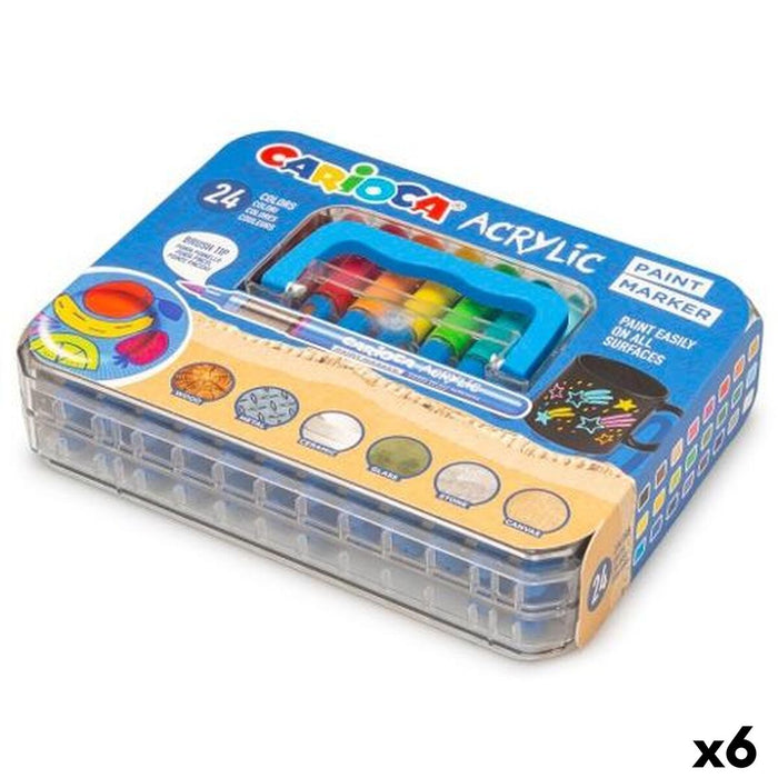 Комплект Химикали с Филц Carioca Acrylic PAINT MARKER Многоцветен 24 Части (6 броя)