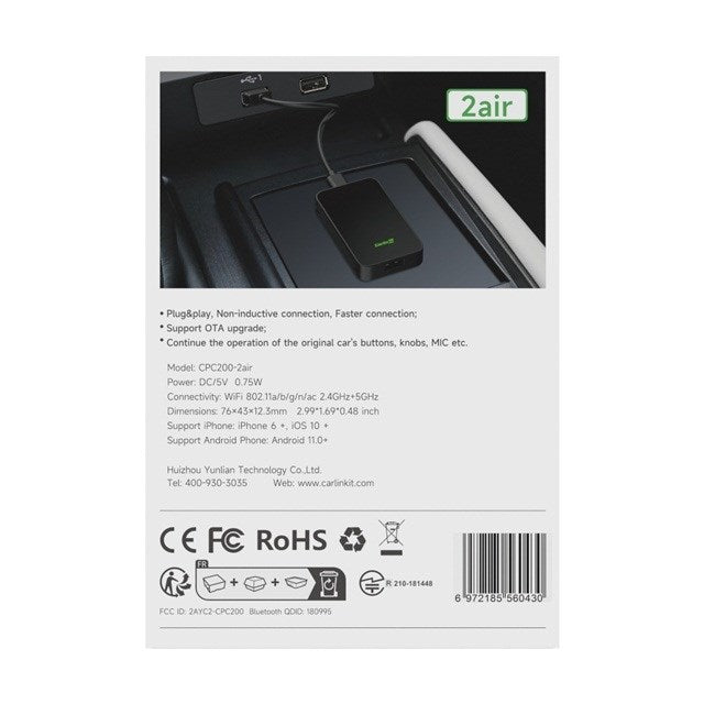 CarlinKit 5.0 2AIR CPC200-2air Безжичен адаптер Черен