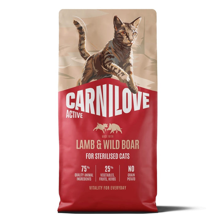 CARNILOVE Active Cat Lamb&Wild Boar Sterilised - суха храна за котки - 6 кг